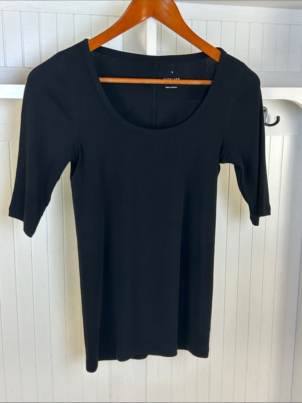 Everlane Luxe Rib Scoop Neck Tee Black Size M